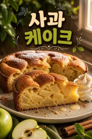 제철 사과로 만드는 상큼한 그레니 스미스 따뜻하게 촉촉 3컵 애플파이 커스터드 케이크