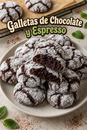Galletas de Chocolate y Espresso con Azúcar Glas Crujiente