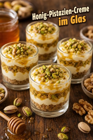 Honig-Pistazien-Creme im Glas