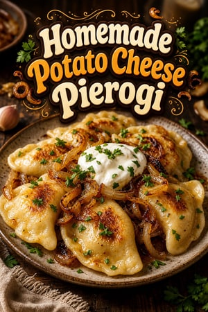 Homemade Potato and Cheese Pierogi with Sautéed Onions