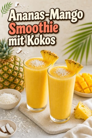 Pineapple Breeze Smoothie mit Kokosmilch und Mango