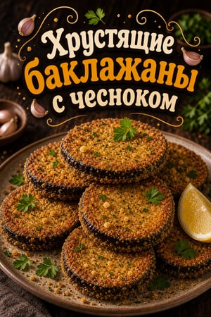Хрустящие золотистые баклажаны с чесноком и травами