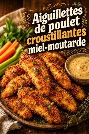 Aiguillettes de poulet croustillantes maison et sauce miel-moutarde