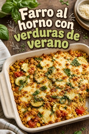 Farro al horno con verduras de verano