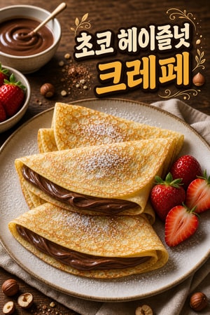 진하고 달콤한 헤이즐넛 초콜릿 스프레드를 곁들인 프랑스식 크레페 레시피