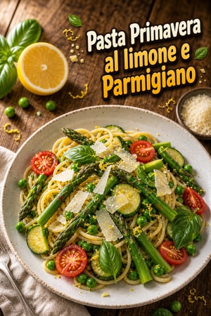 Pasta Primavera primaverile con limone e Parmigiano
