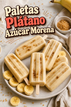 Paletas Cremosas de Plátano y Azúcar Morena