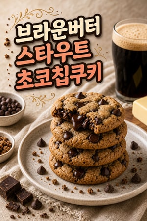 브라운 버터와 스타우트로 풍미를 살린 촉촉 쫀득 초콜릿칩 쿠키 — 어른을 위한 맥주 향 고소한 쿠키