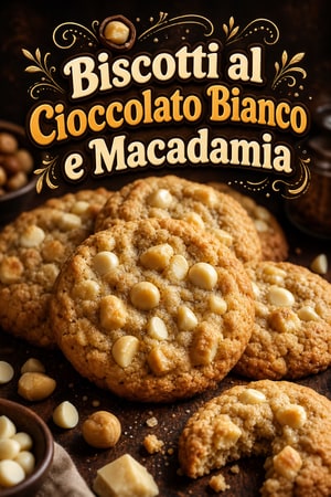Biscotti al Cioccolato Bianco e Noci Macadamia alla Vaniglia