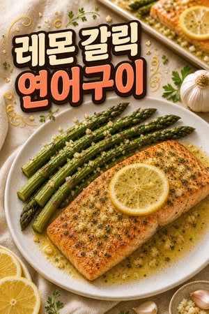 레몬 갈릭 연어 구이와 아스파라거스 - 쉽고 건강한 한 판 요리