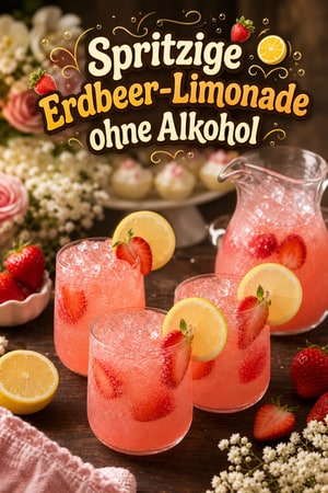 Sprudeliges Erdbeer-Zitronenlimo-Mocktail für Babyshowers