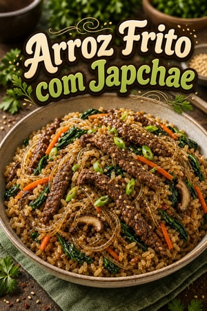 Arroz Frito de Japchae: Deliciosa Fusão Coreana com Macarrão