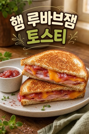 햄과 루바브 잼 토스티 - 달콤하고 풍미 있는 핫 샌드위치