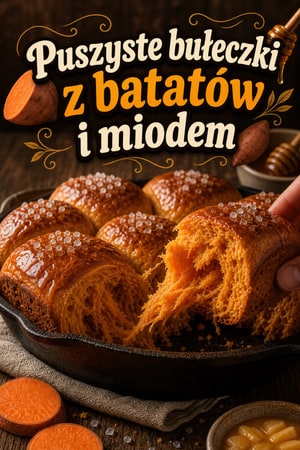 Puszyste maślane bułeczki z batatów z miodową glazurą