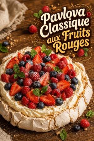 Pavlova Classique aux Fruits Rouges et Crème Vanillée
