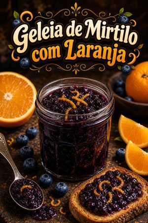 Geleia de Mirtilo com Raspas de Laranja e Toque Cítrico