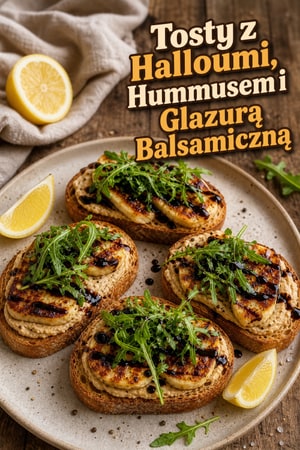 Tosty z Halloumi, Hummusem i Glazurą Balsamiczną