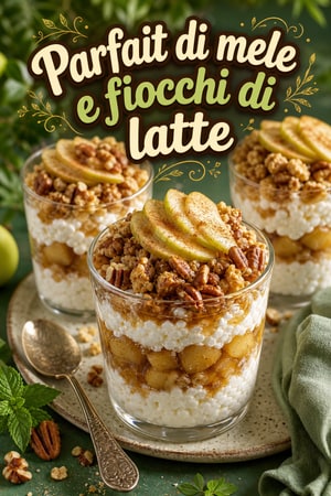 Parfait di Fiocchi di Latte e Mele Low-Carb, poco zucchero