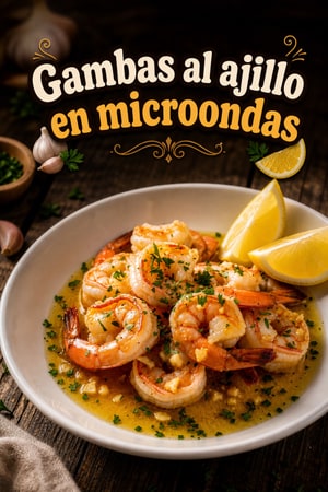 Gambas en microondas con mantequilla y ajo — cena rápida