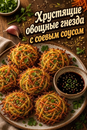 Хрустящие овощные «Гнезда» с соево-сладким соусом