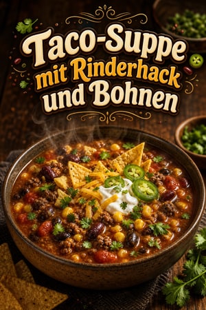 Herzhafte One-Pot Taco-Suppe mit Rinderhack und Bohnen
