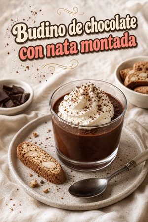 Budino de chocolate con nata montada suave