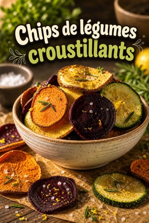 Chips de légumes croustillantes à l’airfryer, citron & herbes