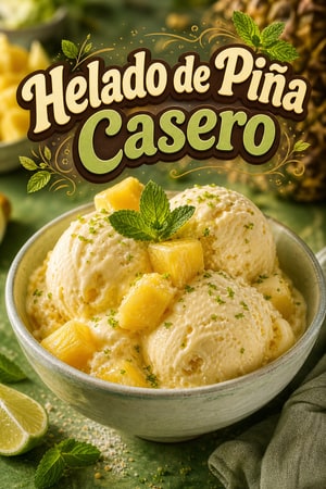 Helado de Piña Casero Cremoso con Fruta Natural