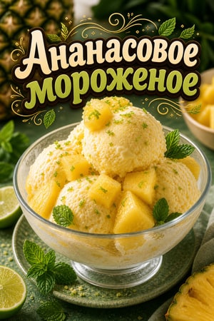 Сливочное домашнее мороженое из ананаса с фруктами