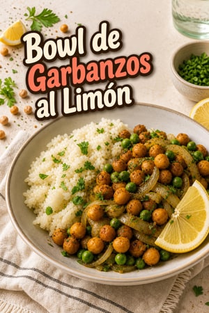 Bowls de Garbanzos Asados al Limón y Hierbas con Arroz