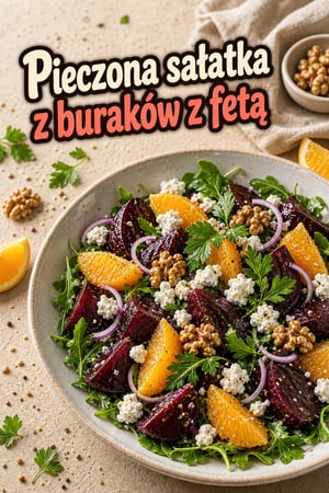 Pieczona sałatka z buraków z fetą i cytrusowym dressingiem