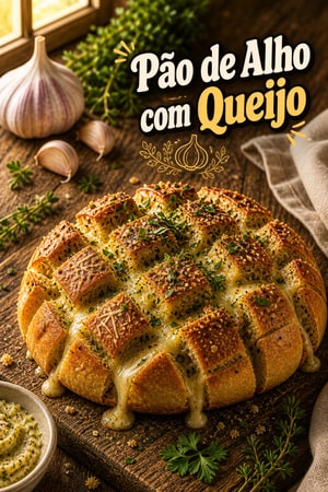 Pão Pull-Apart de Alho com Manteiga de Ervas e Queijo