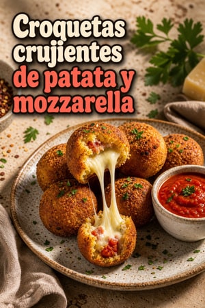 Croquetas crujientes de patata rellenas de mozzarella