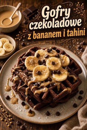 Czekoladowo-sezamowe gofry bananowe z solą morską
