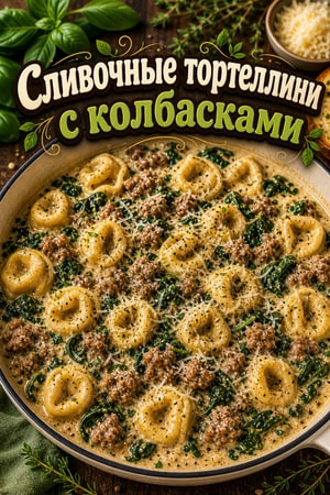 Сливочные тортеллини с колбасками в одной кастрюле