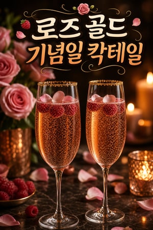 로즈 골드 기념일 칵테일 - 샴페인으로 만드는 우아한 축하 음료