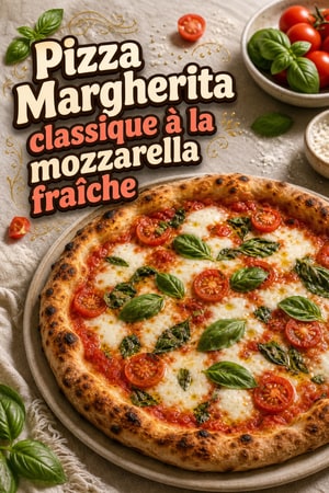 Pizza Margherita classique à la mozzarella fraîche et basilic