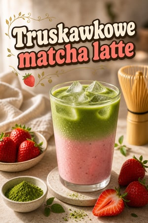 Kremowe truskawkowe matcha latte — na zimno i gorąco