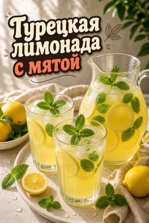 Турецкая лимонада с мятой — лёгкая, очень освежающая