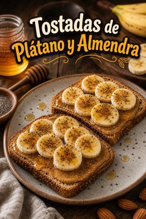 Tostadas Energéticas de Crema de Almendras y Plátano con Miel