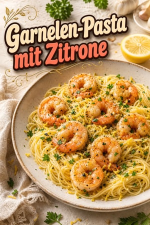 Zitronen-Knoblauch-Butter-Garnelen mit Engelshaar-Pasta