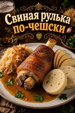 Чешское пивное свиное колено с квашеной капустой и клецками