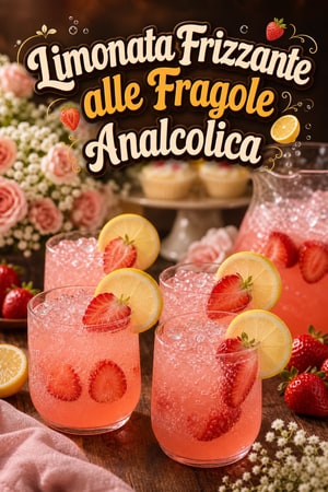 Limonata alle Fragole Frizzante Analcolica per Baby Shower