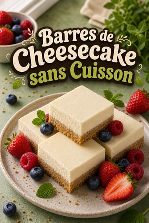 Barres Cheesecake Glacées sans Cuisson avec Croûte de Biscuits Graham