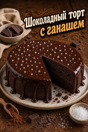 Насыщенный шоколадный фадж-торт с ганашем и солью