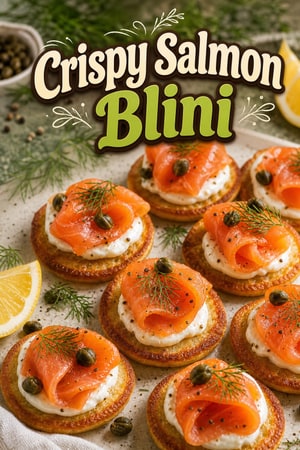 Crispy Baked Blini with Sour Cream and Smoked Salmon