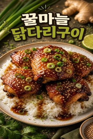 달콤 짭조름 꿀마늘 닭허벅지구이 레시피 — 생강과 라임으로 만든 윤기나는 글레이즈 빠르고 근사한 저녁 메뉴