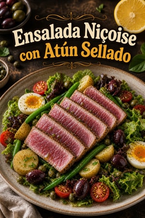 Ensalada Niçoise Clásica con Atún Ahi Sellado