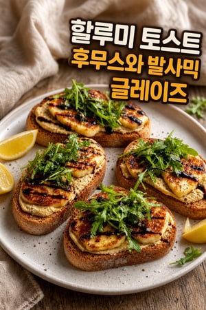 할루미 토스트 후무스와 발사믹 글레이즈