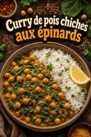 Curry pois chiches & épinards one‑pot — bol de riz coco